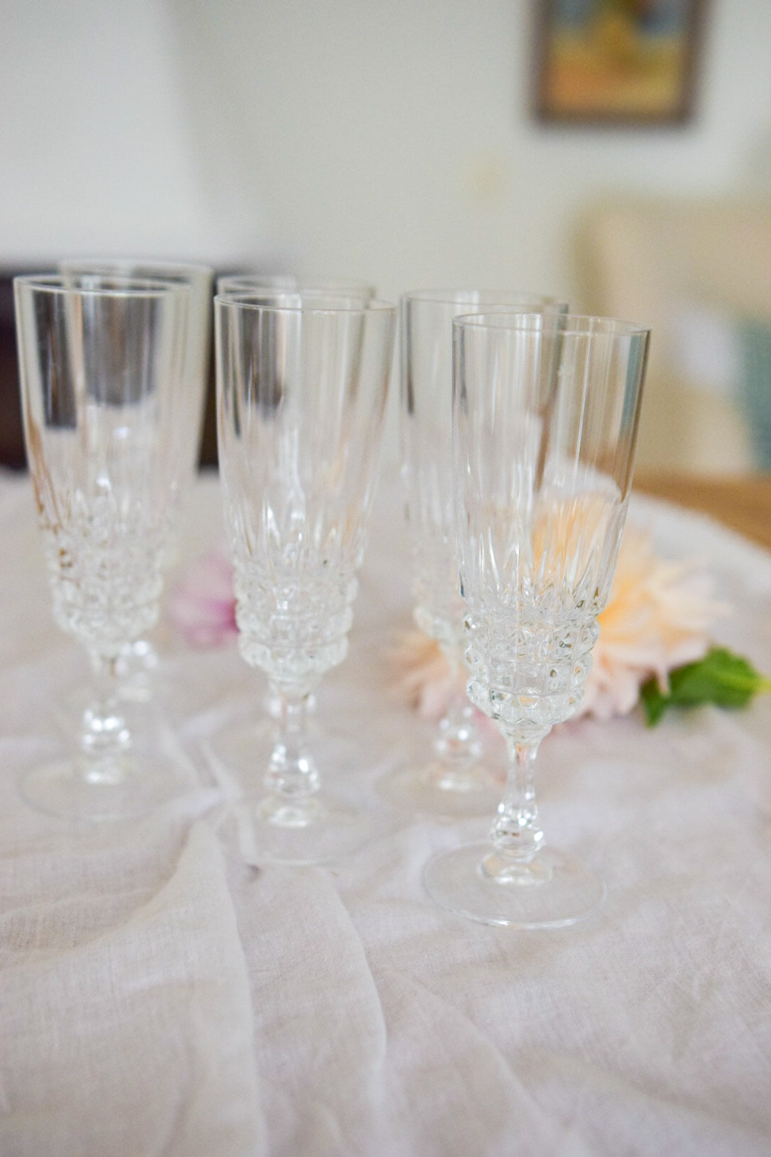 Set med 6st vackra champagneglas