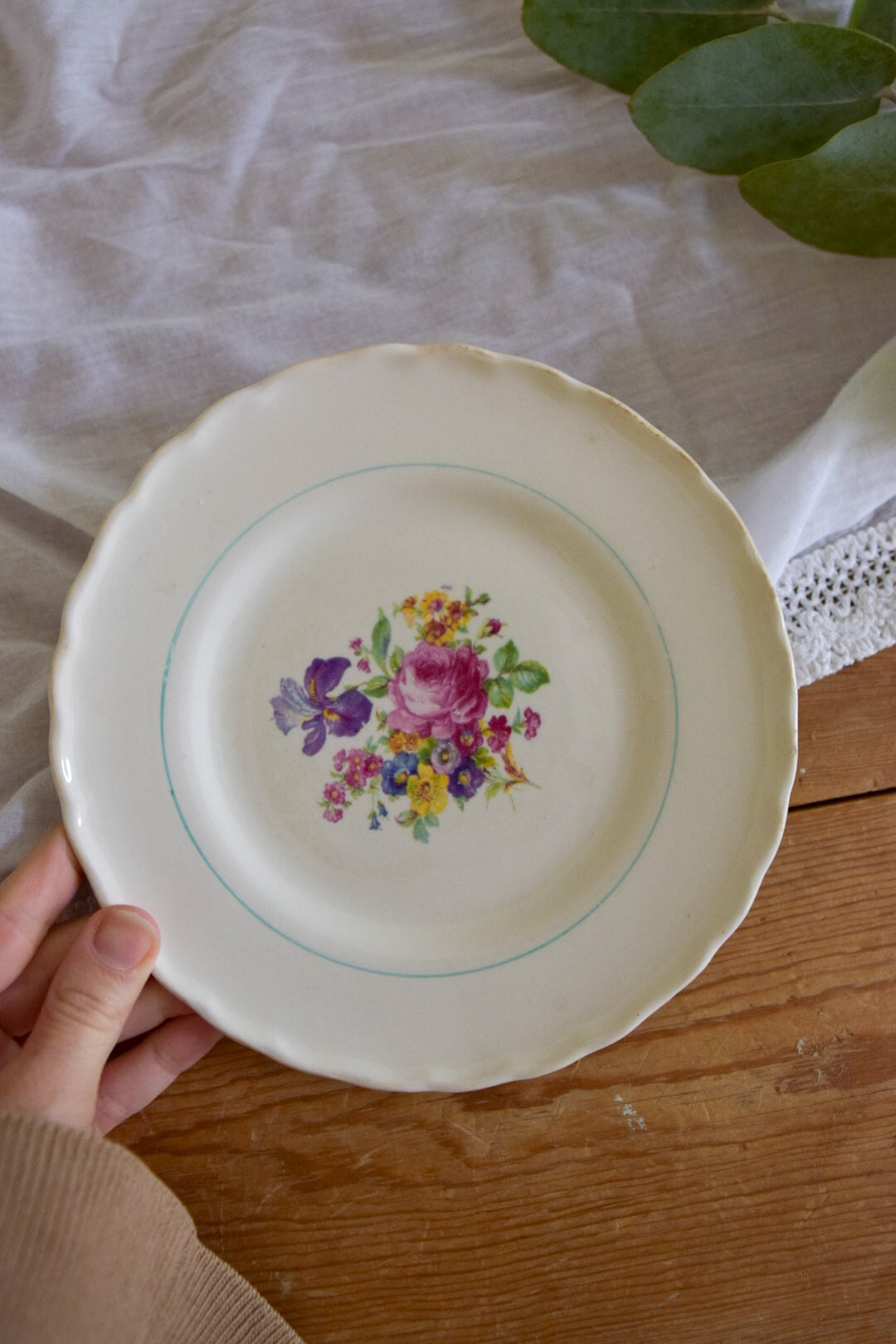 Assiett, Rosa från Upsala-Ekeby, Gefle 18cm