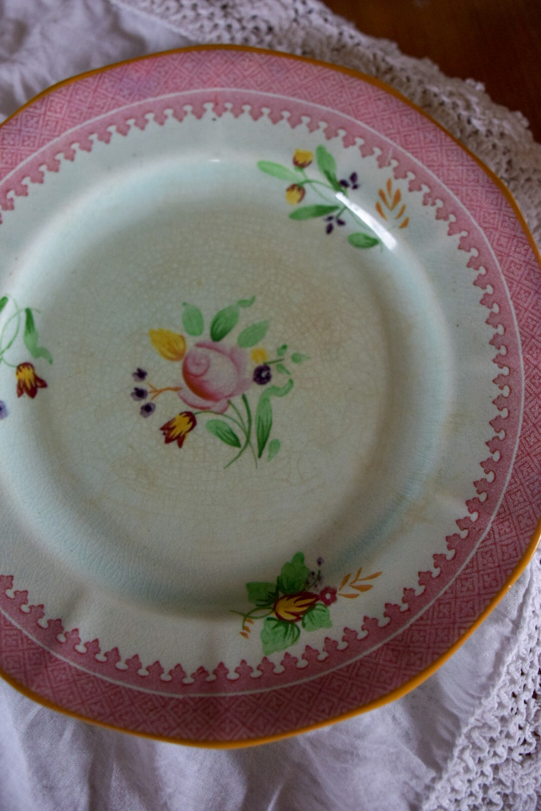 6st assietter 18cm Calyx Ware, Ironstone, Adams England