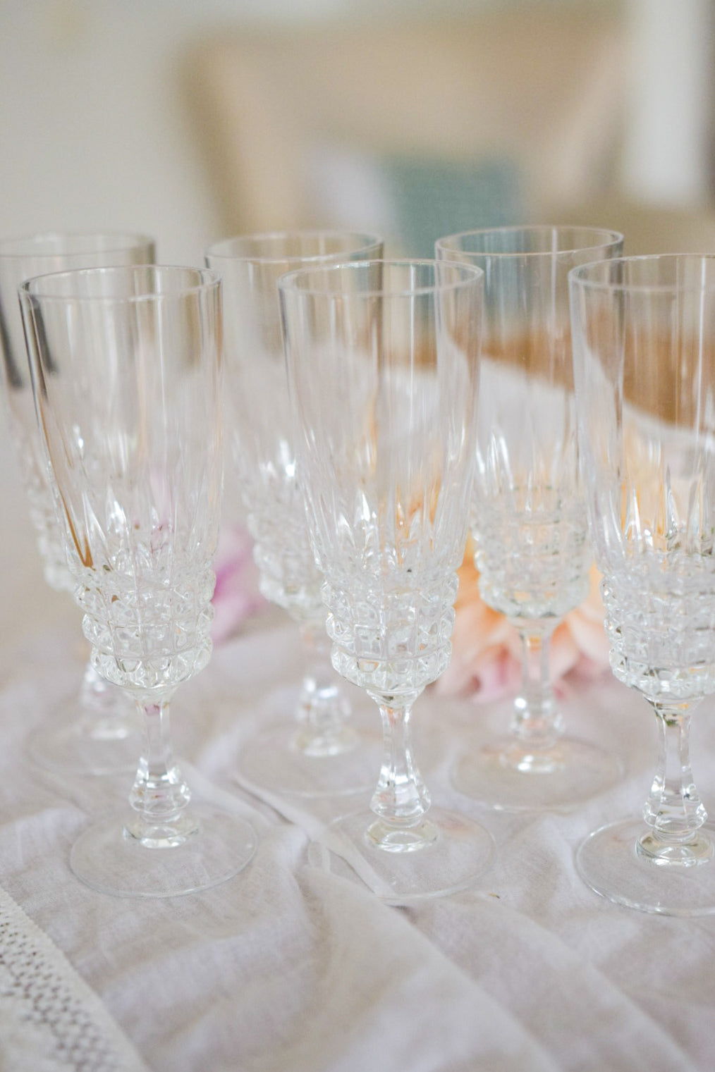 Set med 6st vackra champagneglas