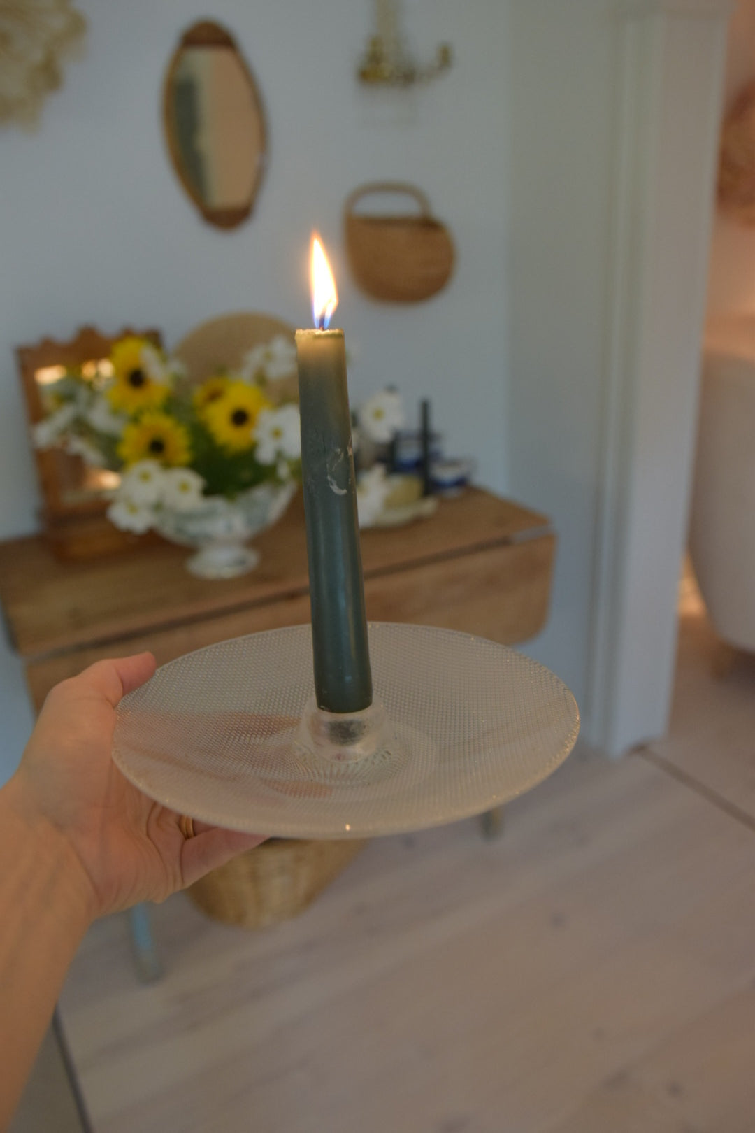 Cirkelformad ljusstake i glas